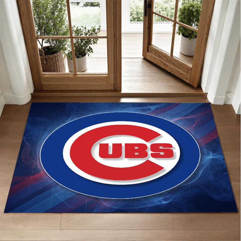 Chicago Cubs Design Crystal Velvet Rug Soft Decorative Mat for Bedroom Entrance