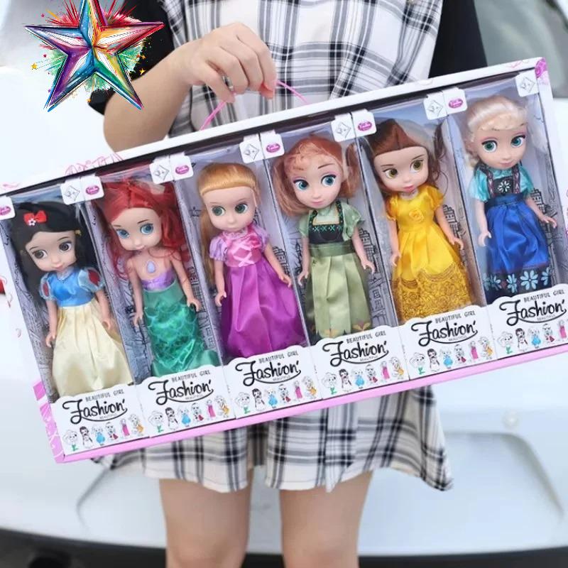 6Pcs Cartoon Princess Doll Set, Fashion Dress Up Play House Toy, Cute Character Model, Birthday Christmas Gift for Girls