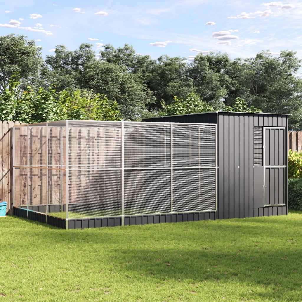 Vidaxl Aviary with Extension, Silver, 497X303X216 Cm, Steel