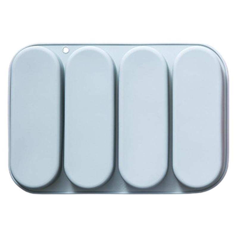 

Dog Bun Pan, Silicone Dog Bun Pan, Non-Stick Dog Bun Mold 4 Cup Bread Forms Crispy Mini Baguette Sandwich Baking Tray синий