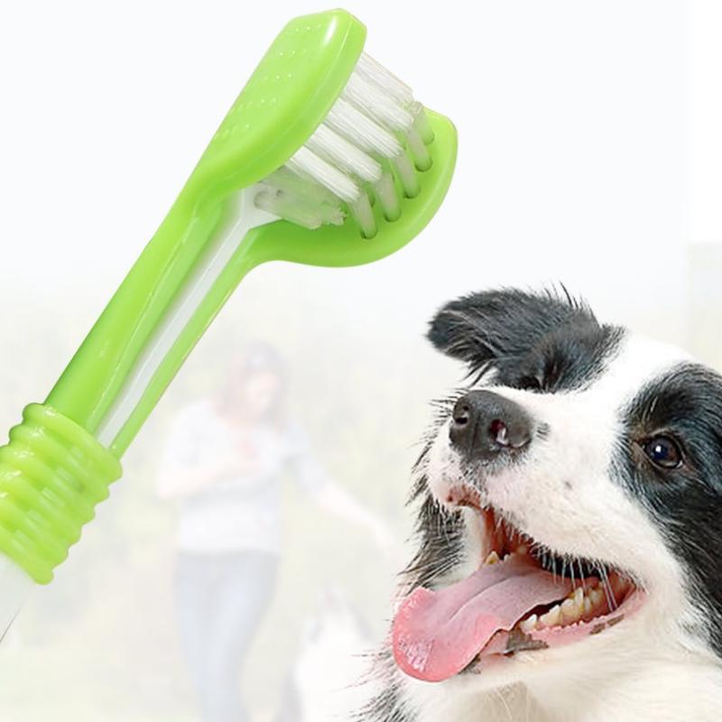 Pet Cleaning Toothbrush Cat Dog Beauty 3-Headed Toothbrush Clean Remover Teeth Stones Scraper Pet Cleaning Supplies