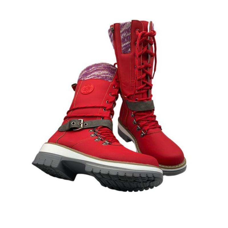 Neue Schuhe in Übergröße, Halbwadenstiefel, Damenstiefel, Lederstiefel mit runder Zehenpartie und Blockabsatz mit Schnalle