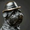 Bulldog Wearing A Hat Statue Simulated Animal Ornaments Desk Decoration Creative Puppy Resin Sculpture Room Aesthetic Decor
