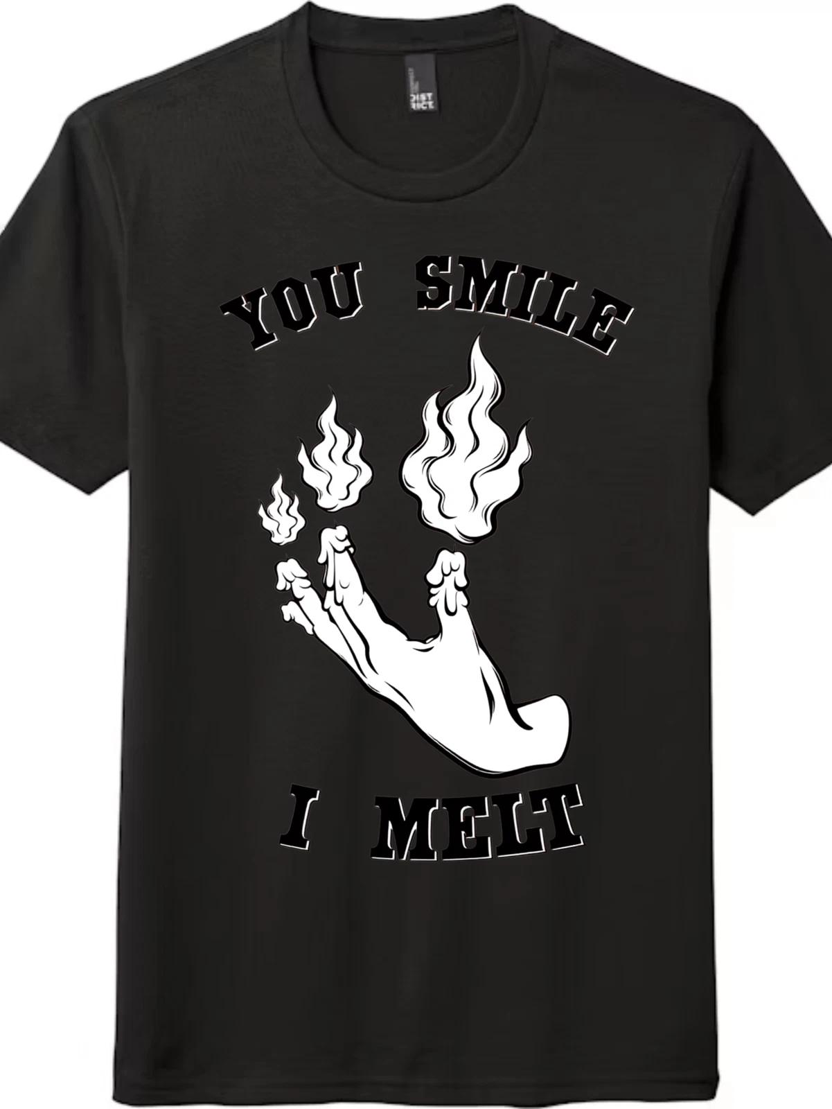 

You Smile I Melt Flame Hand T-Shirt - Unisex Gothic Romantic Tee S