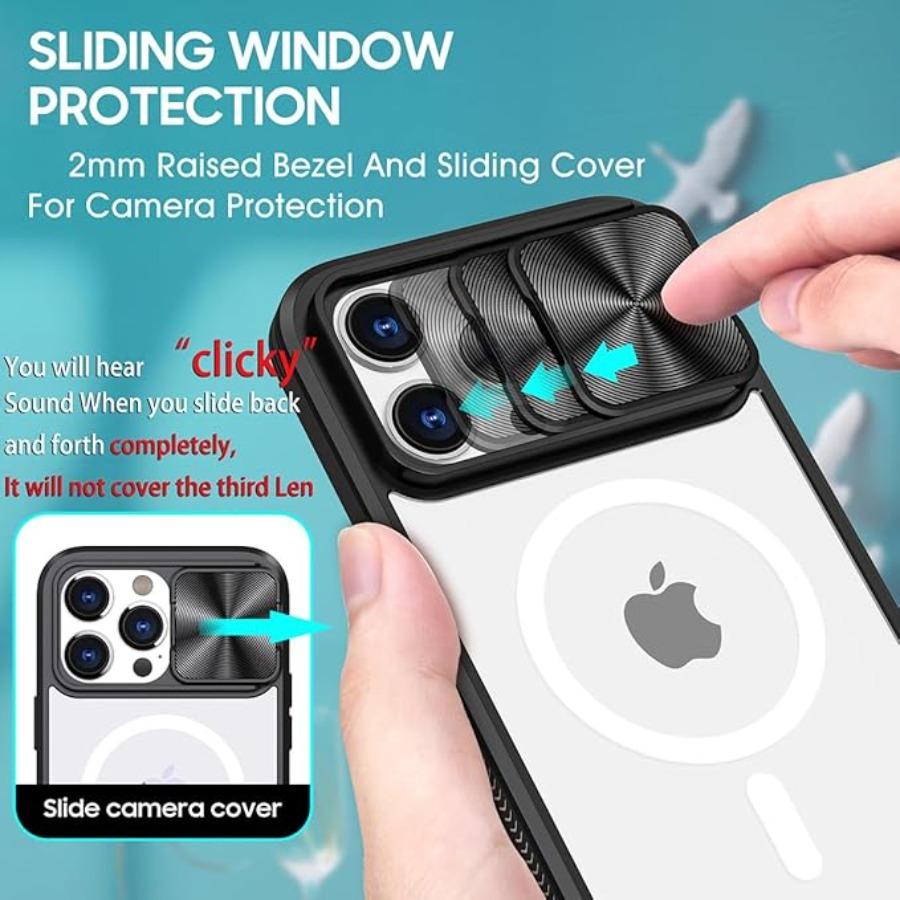 Slide Camera Lens Protector Shockproof Armor Case For iPhone 15 14 13 11 12 Pro Max For Magsafe Bumper Hard Clear Back Cover