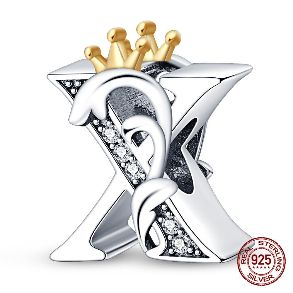 Classic Crown 26 Letters A-Z Copper Charms Fitoriginal Bracelets Diy Jewelry Making For Women Gift