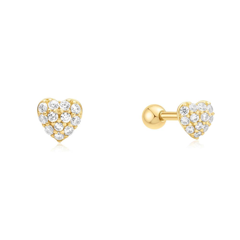 Ania Haie Gold Pavé Heart Barbell Single Piercing E070-04G