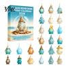 Festival Atmosphere Accessories Coastal Gnome Advent Calendar, 24Pcs Acrylic 2D Sea Glass Ornament Set Halloween Holiday Decoration with Hanging