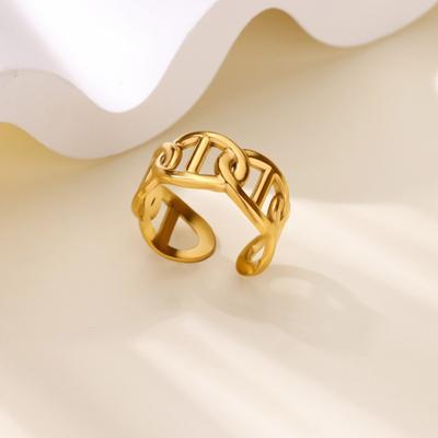 Personality, Creativity, Simplicity, Creative Design Sense, K Gold Titanium Steel Opening, Simple Line Twist Pattern, Versatile Ring