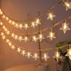 LED Star Christmas Tree Topper with String Lights - Battery Operated Copper Wire Decoration for a Warm, Festive Atmosphere