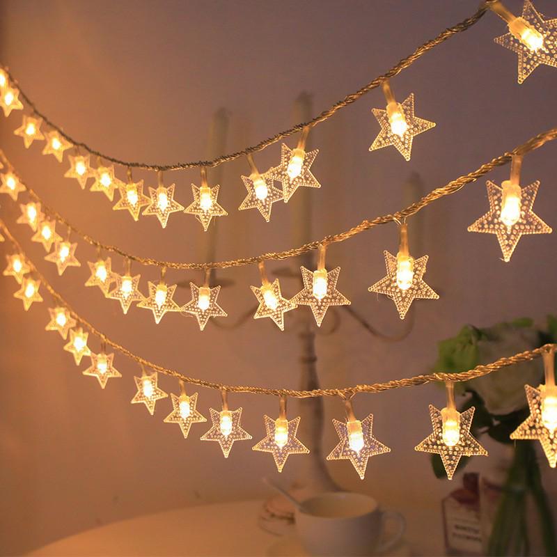 LED Star Christmas Tree Topper with String Lights - Battery Operated Copper Wire Decoration for a Warm, Festive Atmosphere