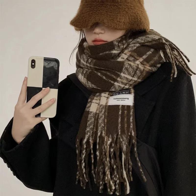 New plaid country towel three-line Christmas red versatile student couple warm scarf autumn and winter