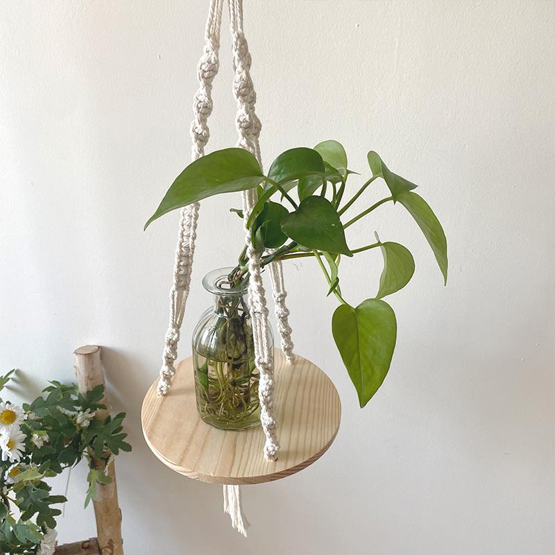 Macrame Wall Hanging Shelf Boho Tassel Wood Shelves Decoration Storage Rack for Bedroom Living Room Home Decor Christamas Gift