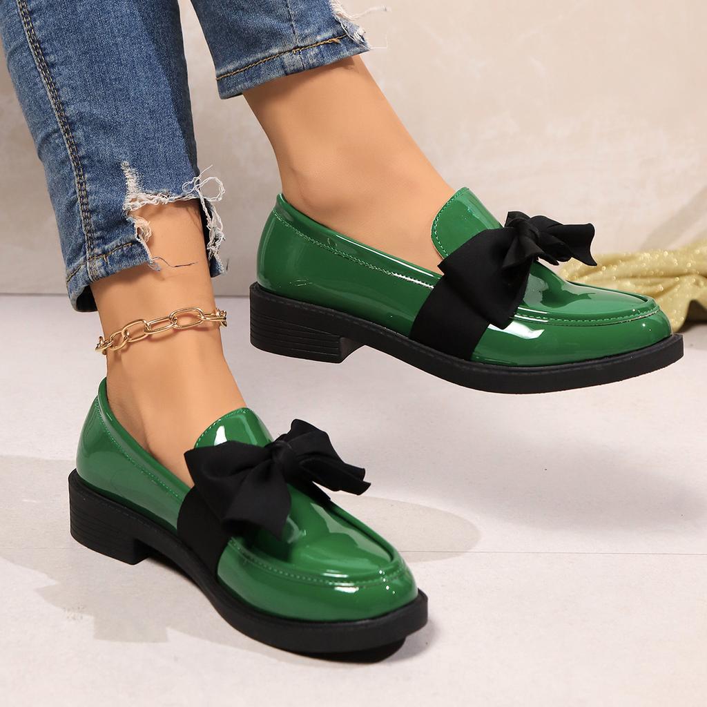 Women's Butterfly Knot Thick Bottom Loafers Soft Leather Spring Autumn Flats Shoes for Women Casual Slip on Solid Single Shoes