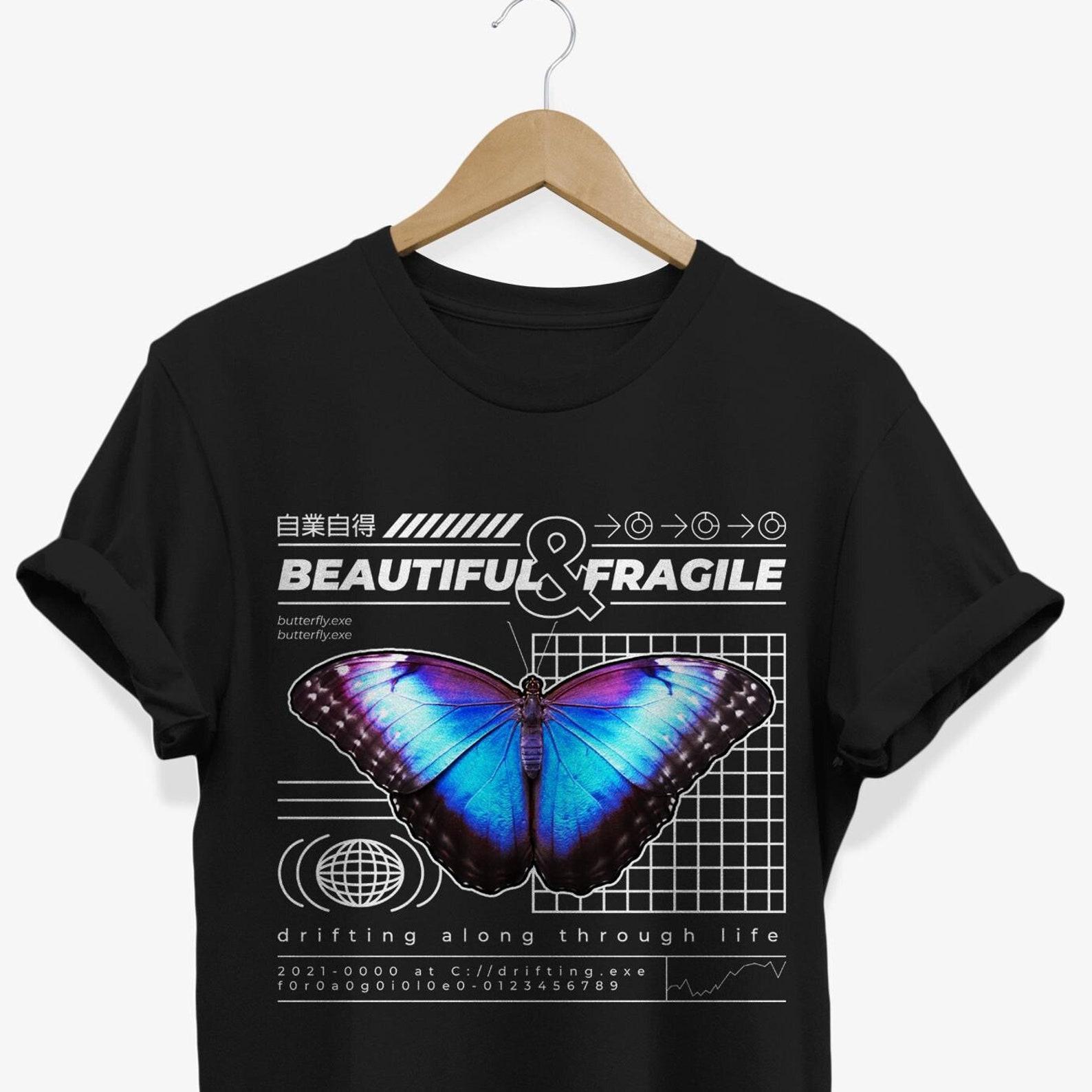 Butterfly Graphic Tee: Y2K Urban Streetwear T-Shirt L
