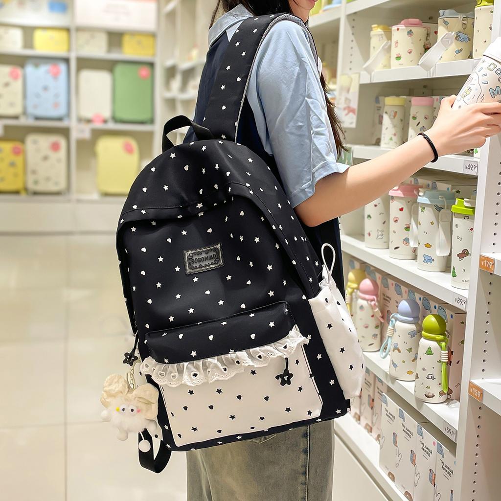 Schoolbag New Girl Lace Backpack Women's New Spring and Summer Student Schoolbag Large Capacity Cute High Value Backpack