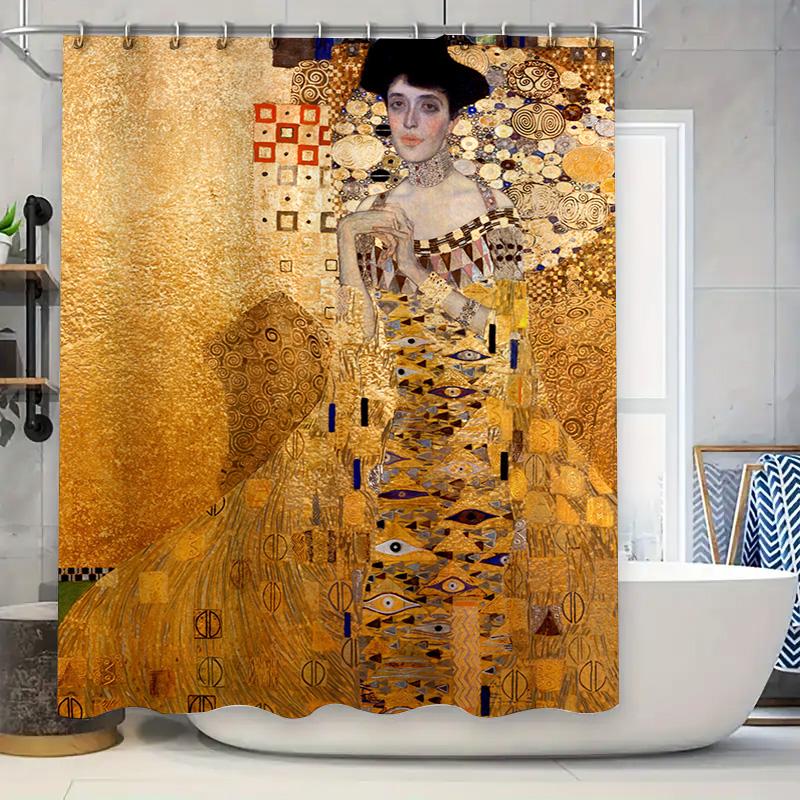 

Luxury 3D Floral Printed Shower Curtain Elegant Pink Pattern Fabric Waterproof Bathroom Decor Home Decoration (240X180Cm) W60H190(CM)-1 Pcs