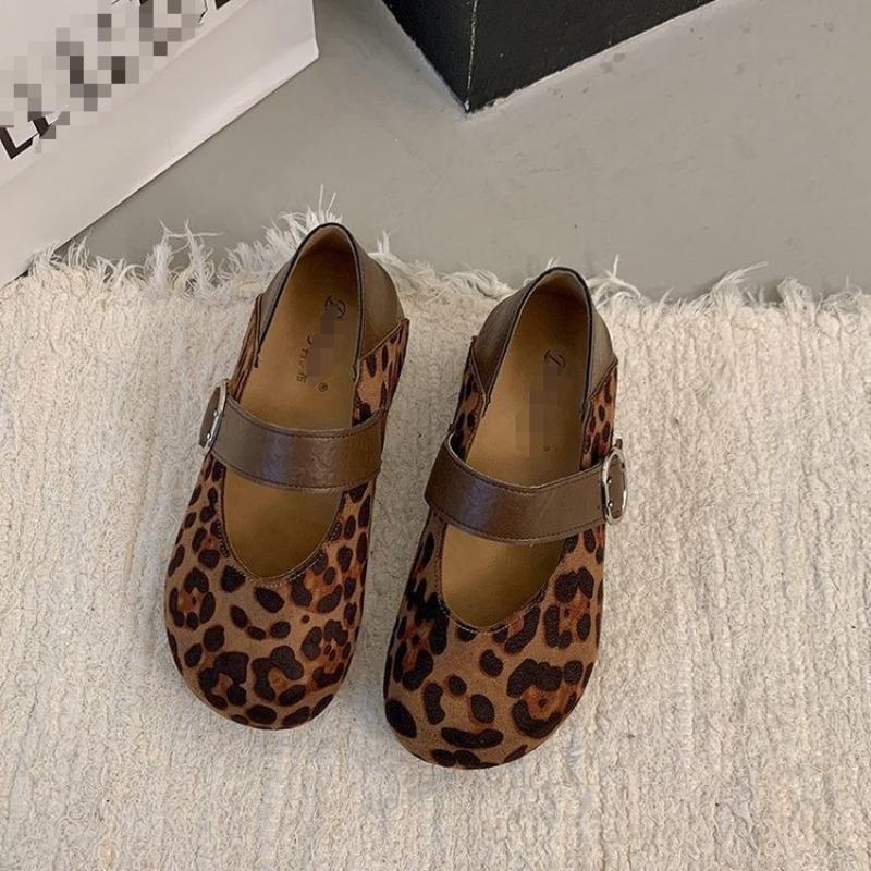 

New heightening Mary Jane shoes women s trendy autumn versatile lightweight soft-soled leopard print light mouth single shoes 40 леопардовый