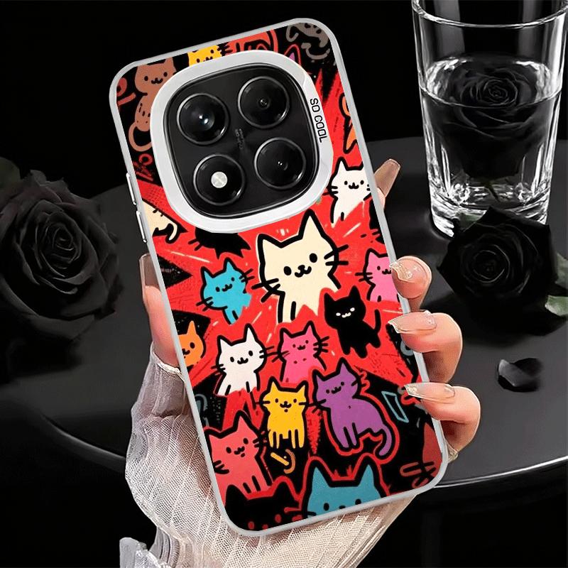 Cartoon Cute Cats Theme Shockproof Phone Case for Xiaomi Redmi Note 15 14 13 12 Pro Plus 11 11S 11T 5G Cover Anti Fall Fundas