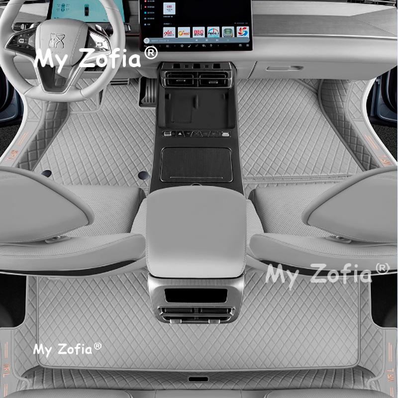 Leather Car Floor Mats Fit For BYD Han L DM EV 2025 2026 Auto Custom Foot Matts Rugs Vehicle Carpets Pads Full Set Accessories