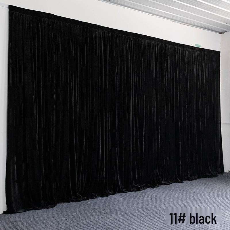 Gold and Black Velvet Wedding Backdrop with Red Gauze Drapes