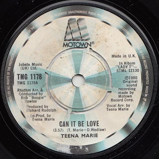 

7inch Record TEENA MARIE - Can It Be Love TMG1178 Motown 1980 UK Soul/Funk Used