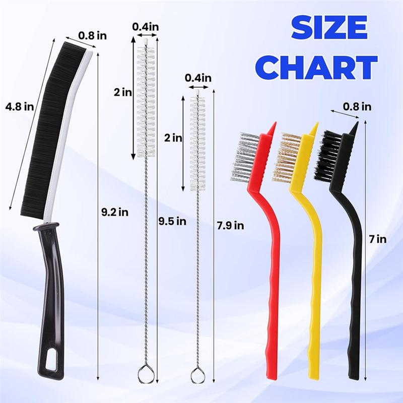 ABJI-Crevice Cleaning Brush Set Stiff Bristle Crevice Cleaning Brush Wire Brush And Straw Brush,Crevice Cleaning Tools