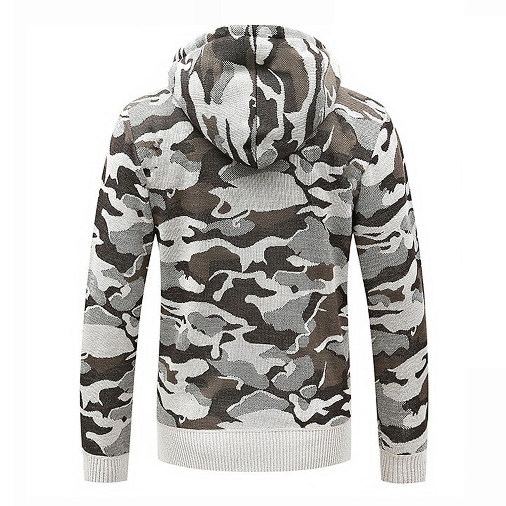 Herren Plüsch und dicker Camouflage-Pullover Herrenbekleidung Jacke Kapuzen-Cardigan