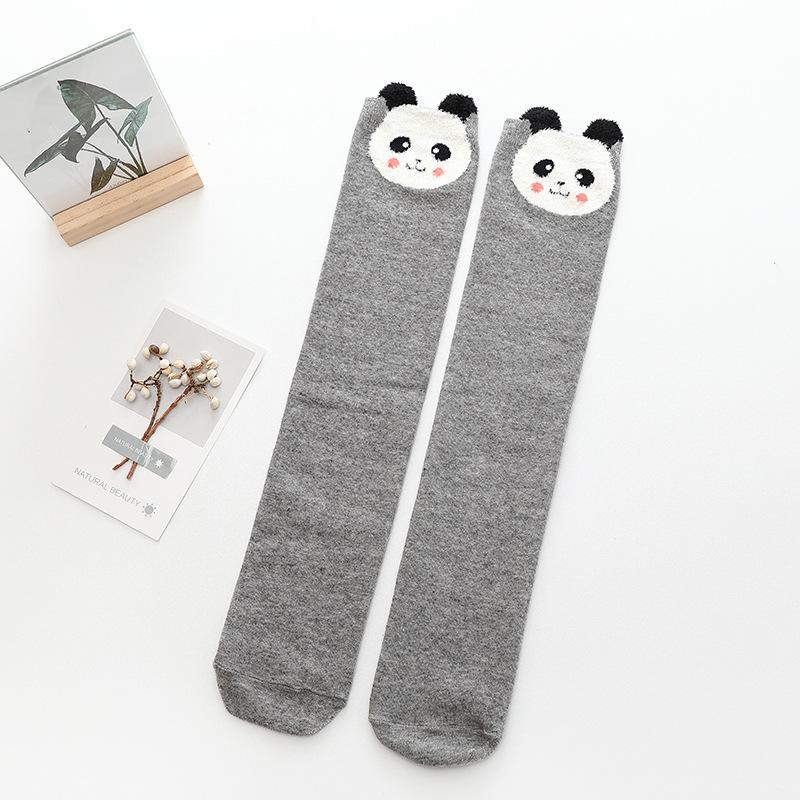 Girls' Cute Cartoon Cotton Knee-High Socks - Japanese Style for Spring & Autumn