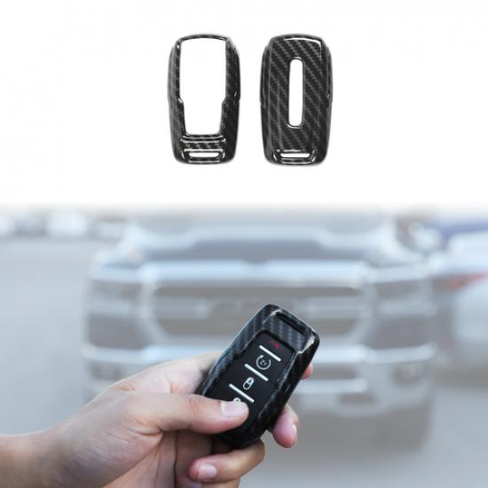 Car Key Fob Cover Trim Case Protector Shell For Dodge Ram 1500 2018+ Accessories Carbon Fiber