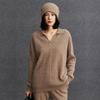 Autumn/Winter 2025 Women's Loose Cashmere V-Neck Cable Knit Sweater - Long Sleeve Pullover