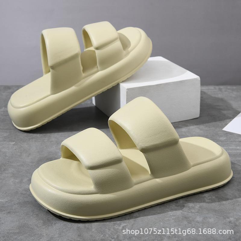 

Summer new men s solid color one-word thick bottom non-slip wear-resistant simple casual outdoor beach cool slippers 40-41 пісочний