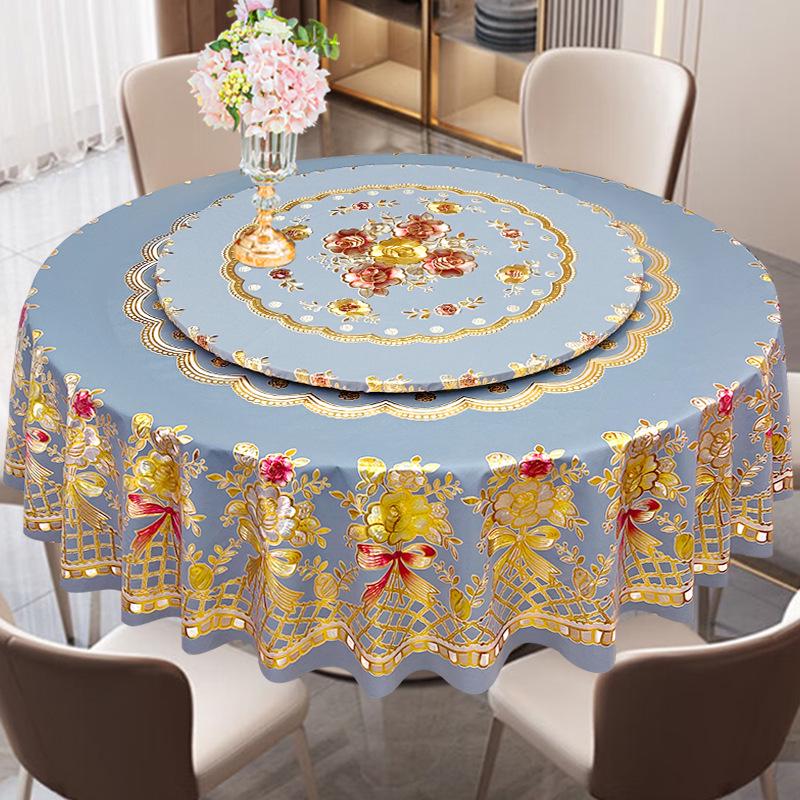 Luxury Waterproof PVC Tablecloth: Oilproof, Anti-scald, Wash-free Round Design for Hotels and Homes