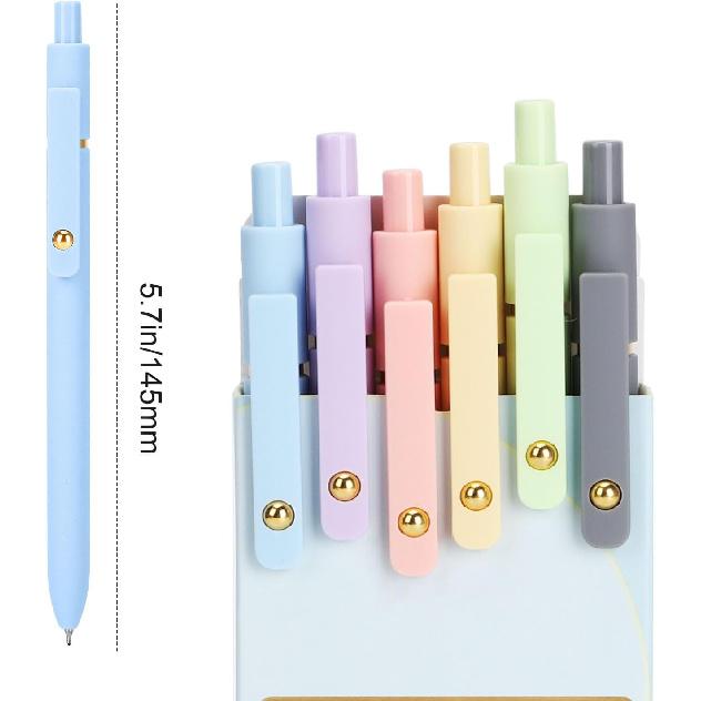 FIOVER Colorful Gel Pens - 6Pcs 0.7mm Multi-Colored Pens, Smooth Writing Coloring Journaling Supplies for Note Taking, Cute Aesthetic Office School