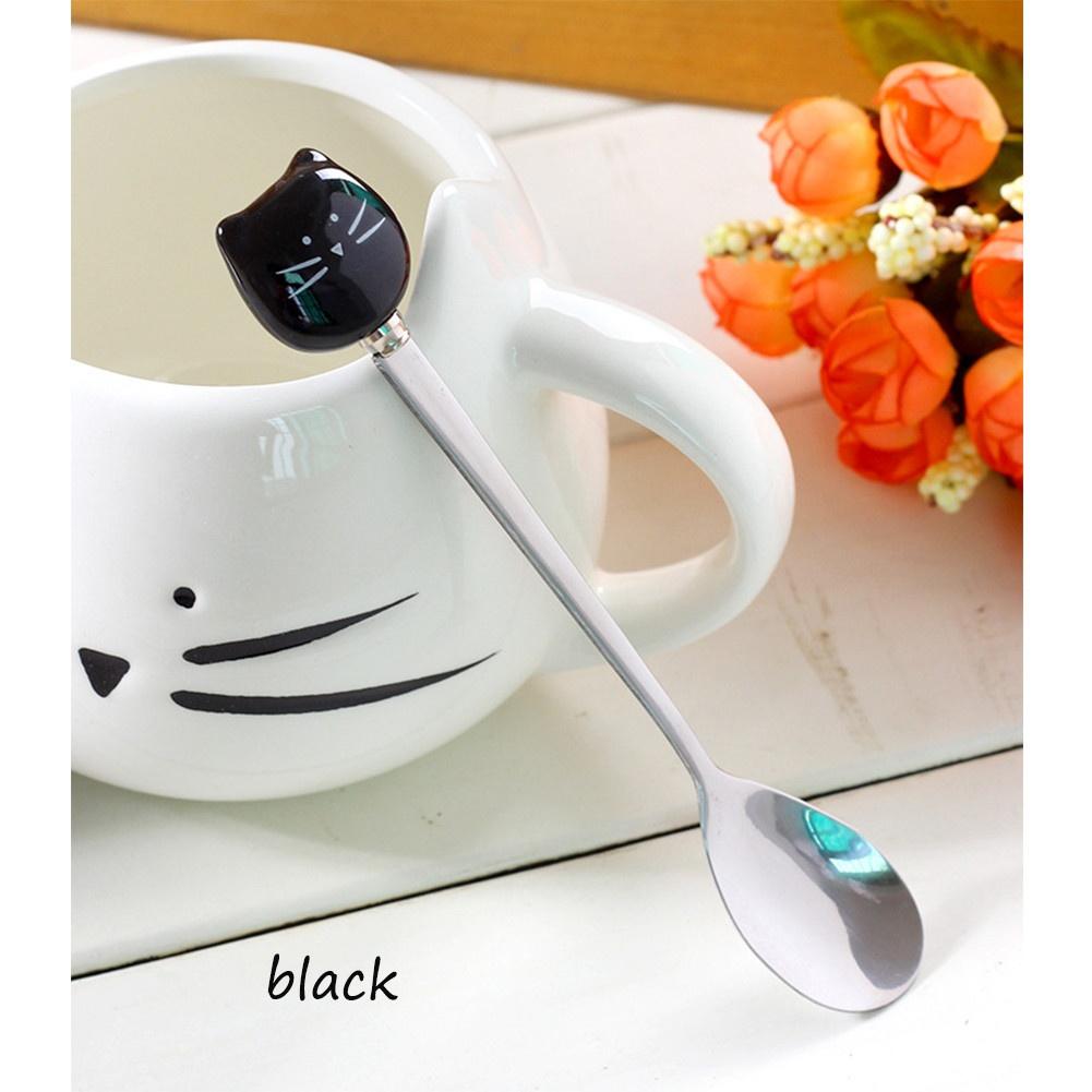 Kitchen Gadgets 1 Pc Cute Cartoon Cat Spoon Long Handle Spoons Flatware Drinking Tools