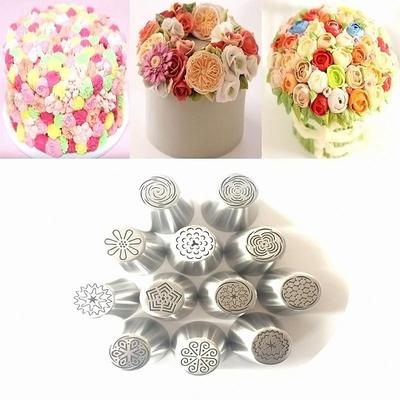 12 Stück Edelstahl Spritztüllen Gebäckspitzen Fondant Cupcake Backwerkzeug