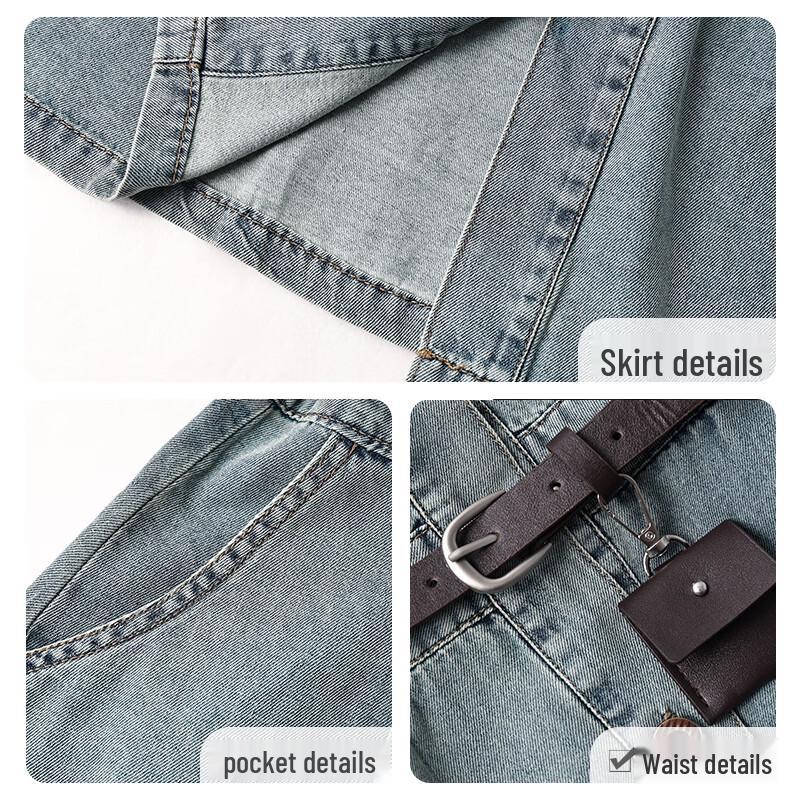 Women's Lapel Denim Short-Sleeve A-Line Dress