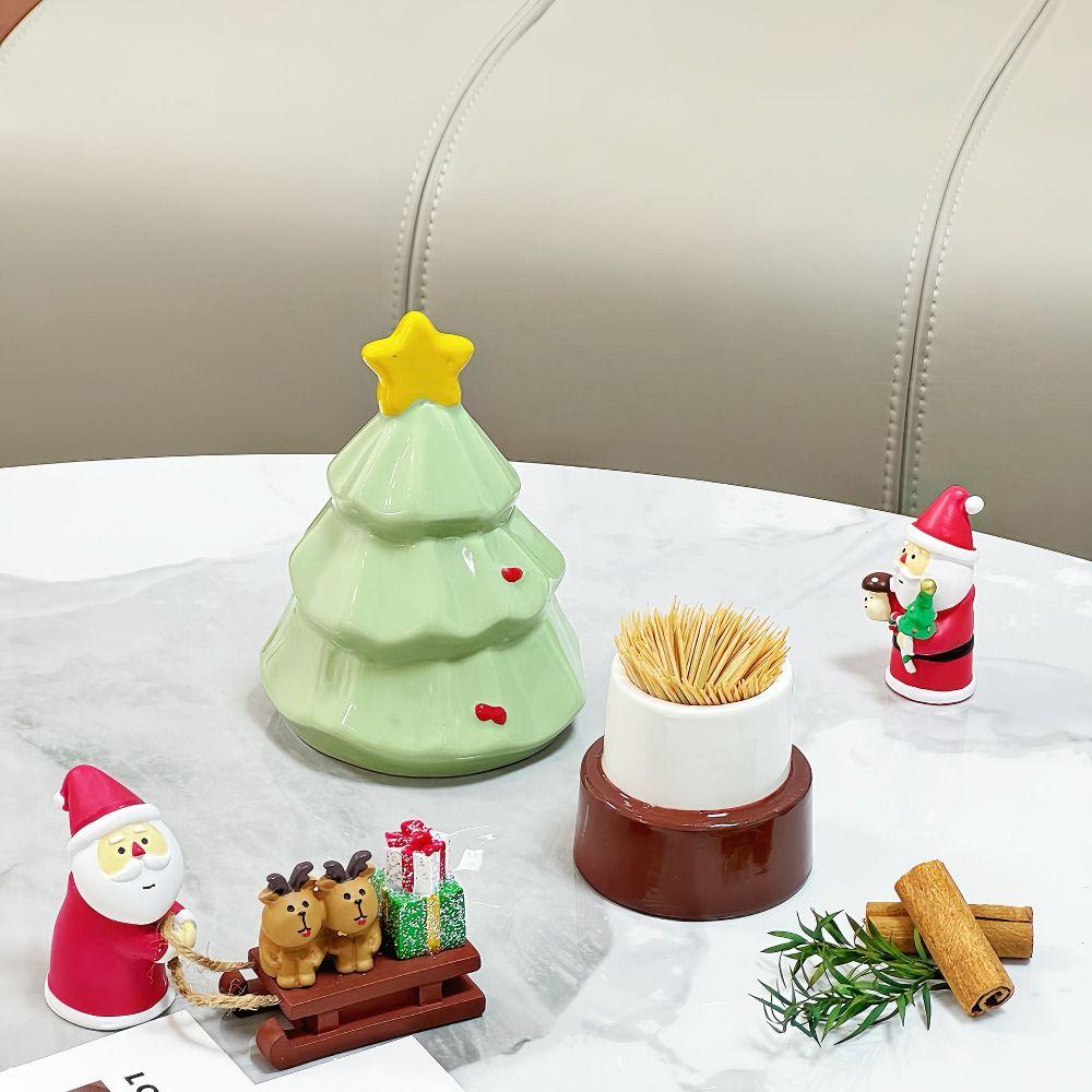 Christmas Tree Shaped Toothpick Dispenser Box Creative Toothpick Tube  Christmas Decorations