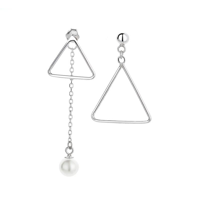 Autumn And Winter Fringed Stud Earrings Women'S Hollow Triangular Asymmetrical Earrings Personalized Versatile Earrings Cross Ear Jewelry