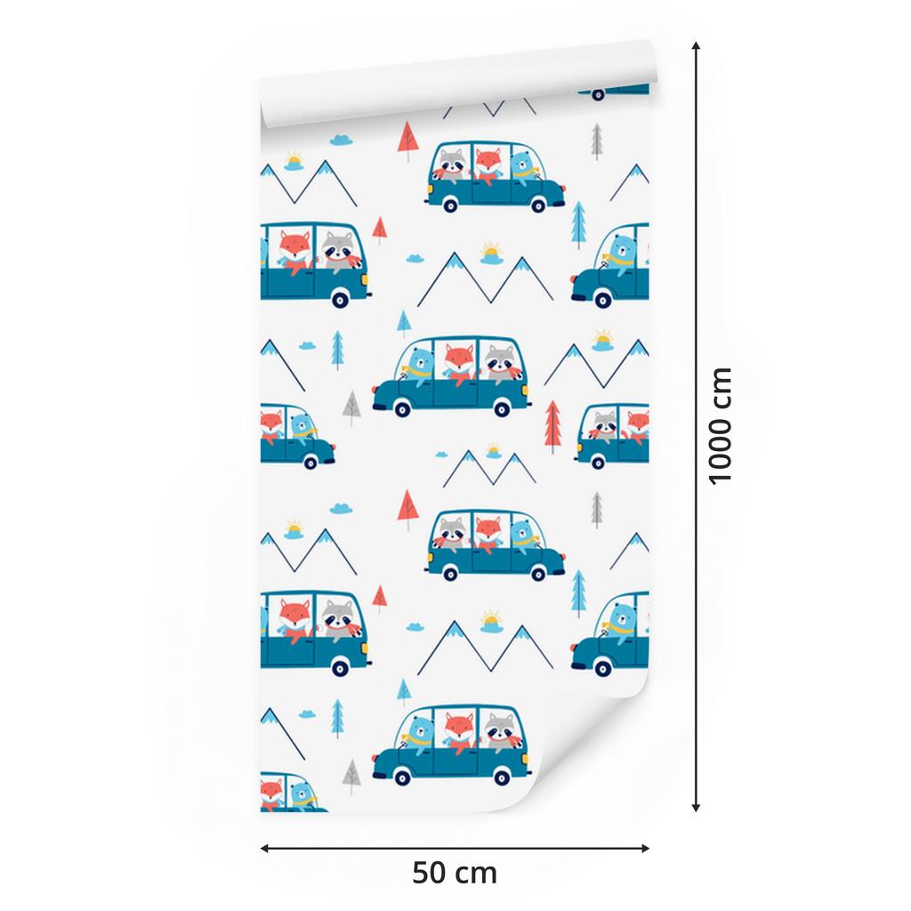 Cars and Animals Wallpaper for Living Room and Bedroom 50x1000