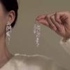 Silver Needle Diamond Water Drop Tassel Earrings - Elegant Court Style, Versatile & Luxurious Design.
