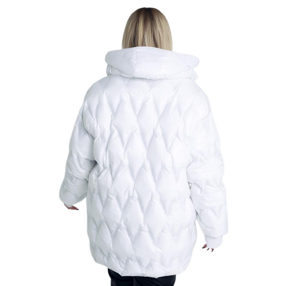 Fierte Damski płaszcz w dużym rozmiarze Ayl61846 Nadmuchiwany stały kaptur