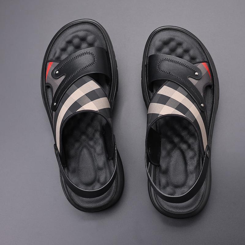 Fashion Men's Sandals Men New Dermis Sandals Quick-drying Comfortable Beach Shoes Gent Summer Fashion Non-slip Slippers Suitable for Me