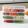 2Pcs Slim Meal Prep Boxes with Lids Long Clear Snack Containers with 2 or 3 Compartments Narrow Stackable Refrigerator Organizer for Fridge Pantry