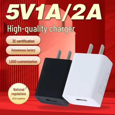 Universal 5V 1A/2A USB Charger Head, 3C Certified, Compatible with EU, US, UK, and AU Standards