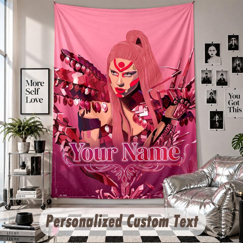 Wandbehang mit individuellem Namen & Text, Lady Gaga Dekorationstextil für Schlafzimmer