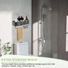 Removable Suction Cup Shower Shelf Towel Bar No Drilling Bathroom Storage Aluminum Heavy Duty Corner Rack Home Decor