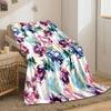 Vibrant floral motifs with flowing petals and greenery on light background. for all seasons blanket lunch break throw gift