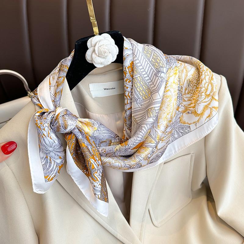 70cm Fashionable Simulation Silk Square Scarves Women Temperament Shawl Wrap Soft Satin Scarf Bandana Female Neckerchief Hijab
