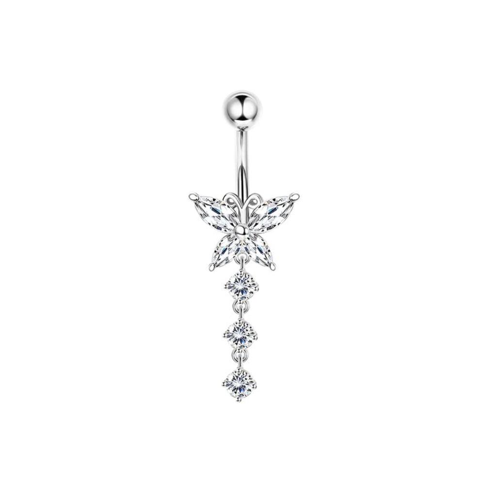 Bobisty14G Belly Button Bars for Women Surgical Steel Belly Bar CZ Butterfly Snake Clicker Navel Ring Body Piercing Jewellery